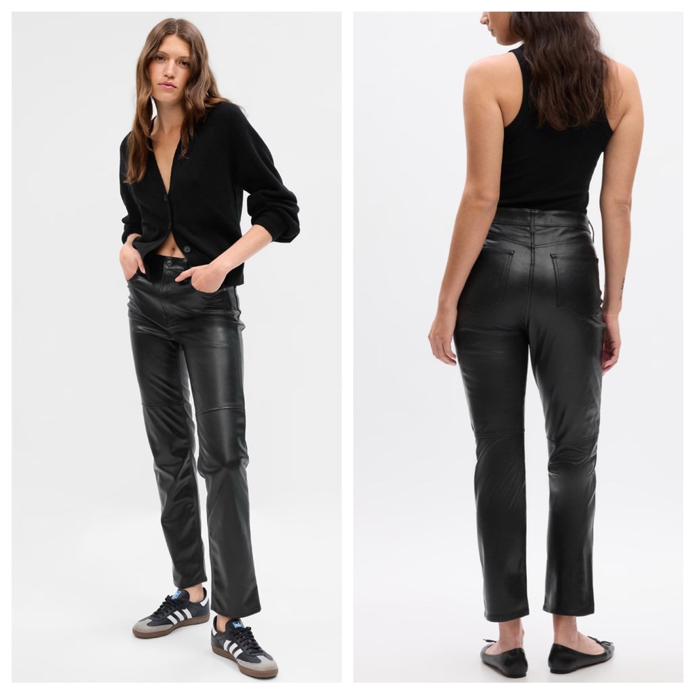 GAP High Rise Universal Vegan Leather Leggings in True Black, SIZE 10